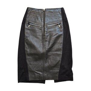 Guess Marciano Black Leather Panel Zip Closure Pencil Skirt Sz 6